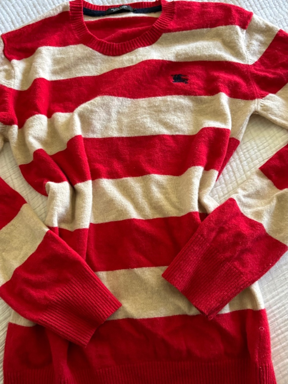 Burberry Black Label Red/Beige Striped wool Sweater